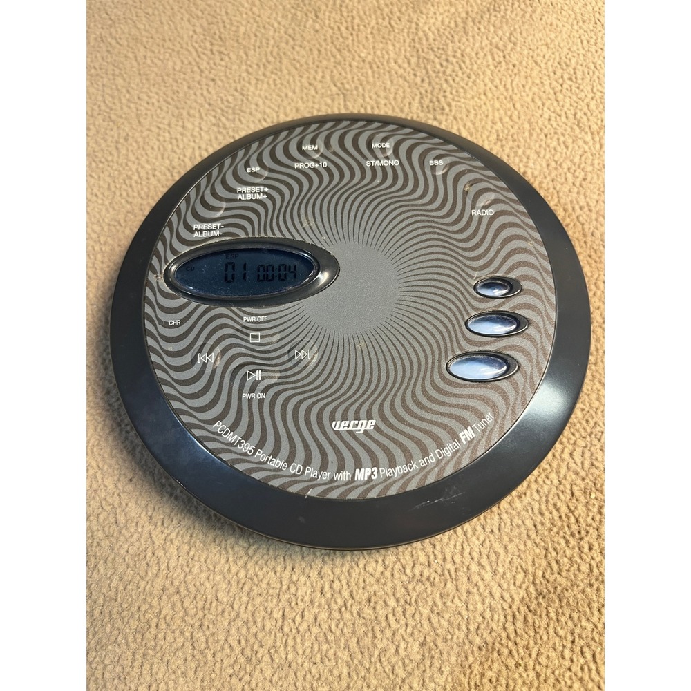 Verge PCDMT395 Portable CD Player MP3 Playback Digital FM Tuner ESP BBS Black - Picture 7 of 9